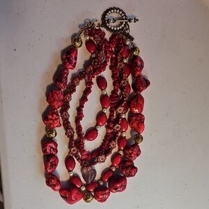 Elegant Red Beaded Necklace